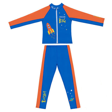 2 pcs Shirt & Pants set LSB Blue & Orange Space Swimwear Full length for Kids with UPF 30+ - Little Surprise Box2 pcs Shirt & Pants set LSB Blue & Orange Space Swimwear Full length for Kids with UPF 30+