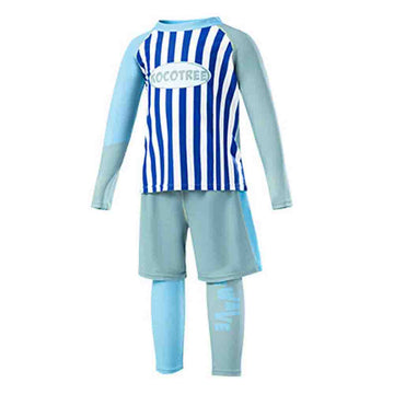 3 PCS Dark Blue Stripes Swimsuit for Boys with UPF 50+ - Little Surprise Box3 PCS Dark Blue Stripes Swimsuit for Boys with UPF 50+
