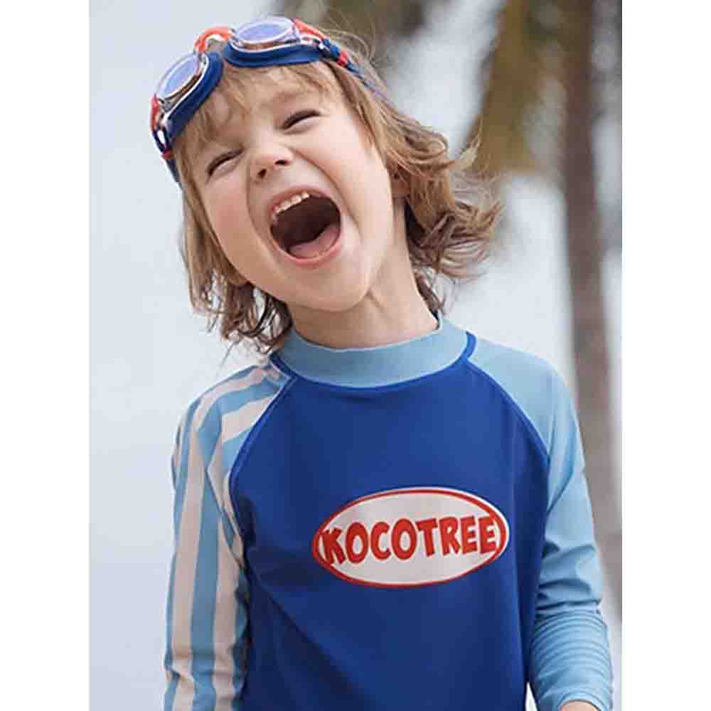 3pcs Light Blue Stripes Swimsuit for Boys with UPF 50+ - Little Surprise Box3pcs Light Blue Stripes Swimsuit for Boys with UPF 50+