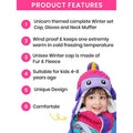 3pcs Quilted Unicorn Theme Winter Cap, Mufflers and Gloves - Little Surprise Box3pcs Quilted Unicorn Theme Winter Cap, Mufflers and Gloves