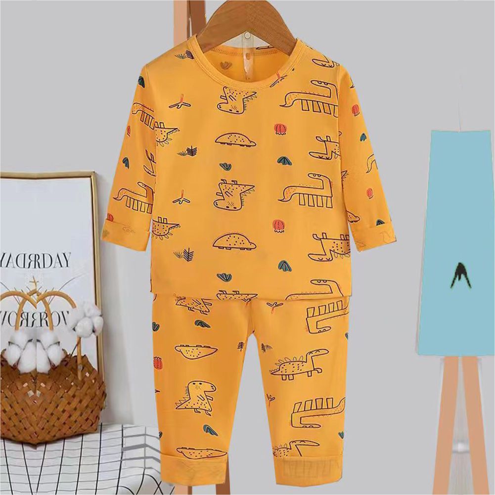 طقم قمصان وبنطلونات بأكمام كاملة من Orange Dino ملابس أطفال للجنسين