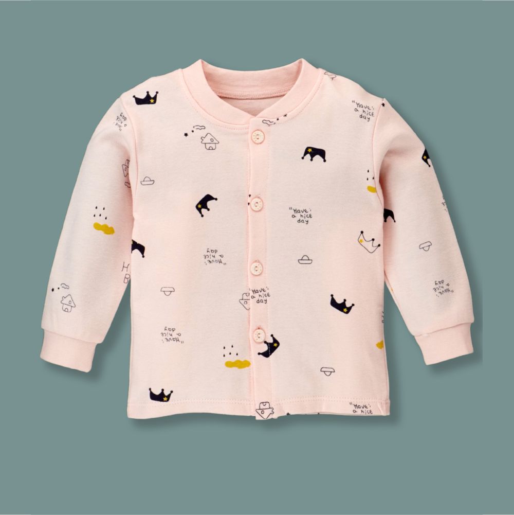 Pink Happy Baby Full sleeves tops & pants set Unisex Kids Wear
