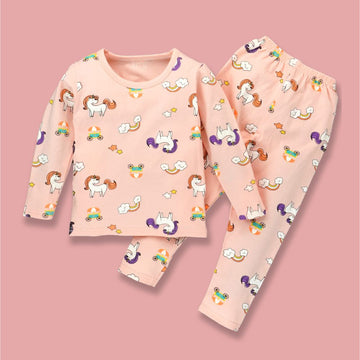 Pink Unicorn Full sleeves tops & pants set Unisex Kids Wear
