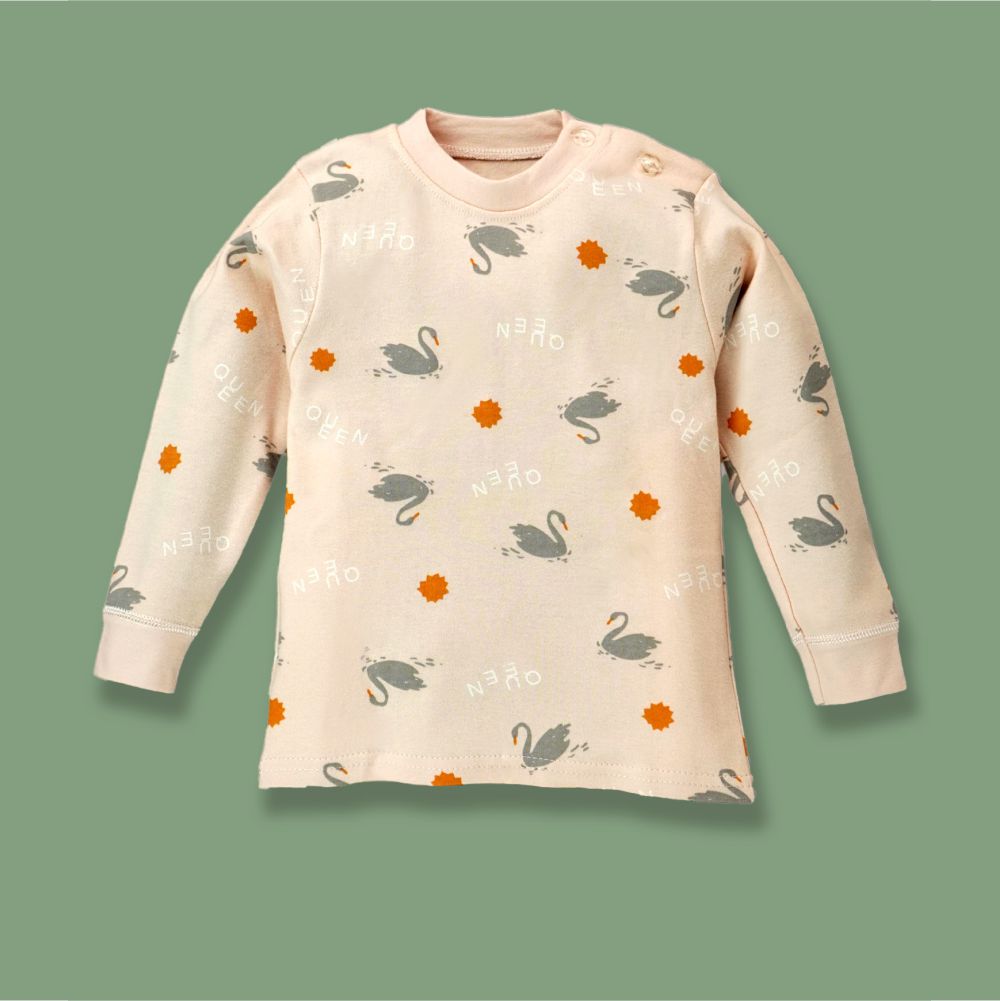 Queen Swan Full sleeves tops & pants set Unisex Kids Wear