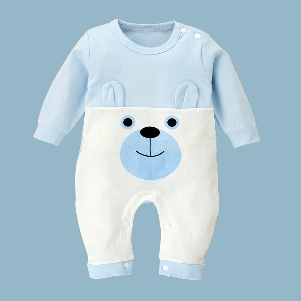 Blue & White Bunny Face Print Romper Unisex Kids Wear
