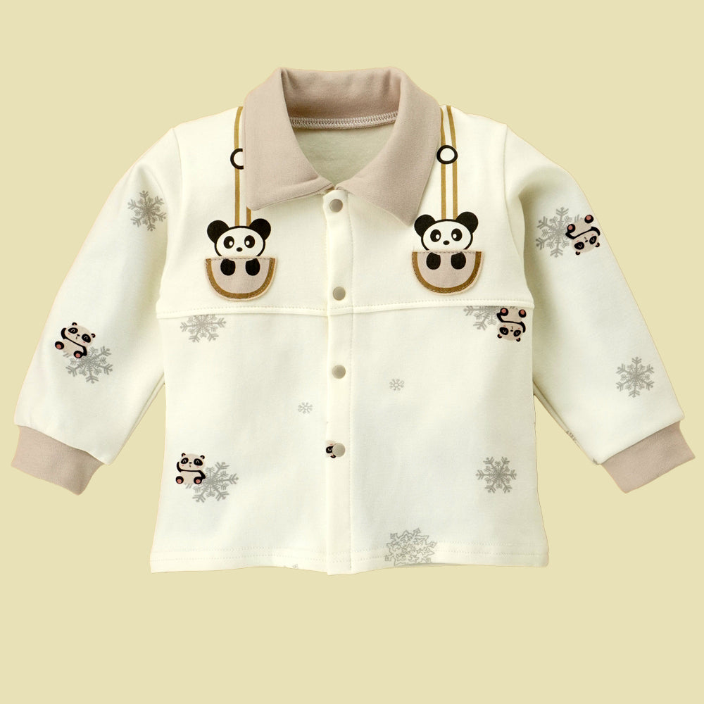 2pcs Cream Panda full sleeves shirt with matching Pants for Toddlers