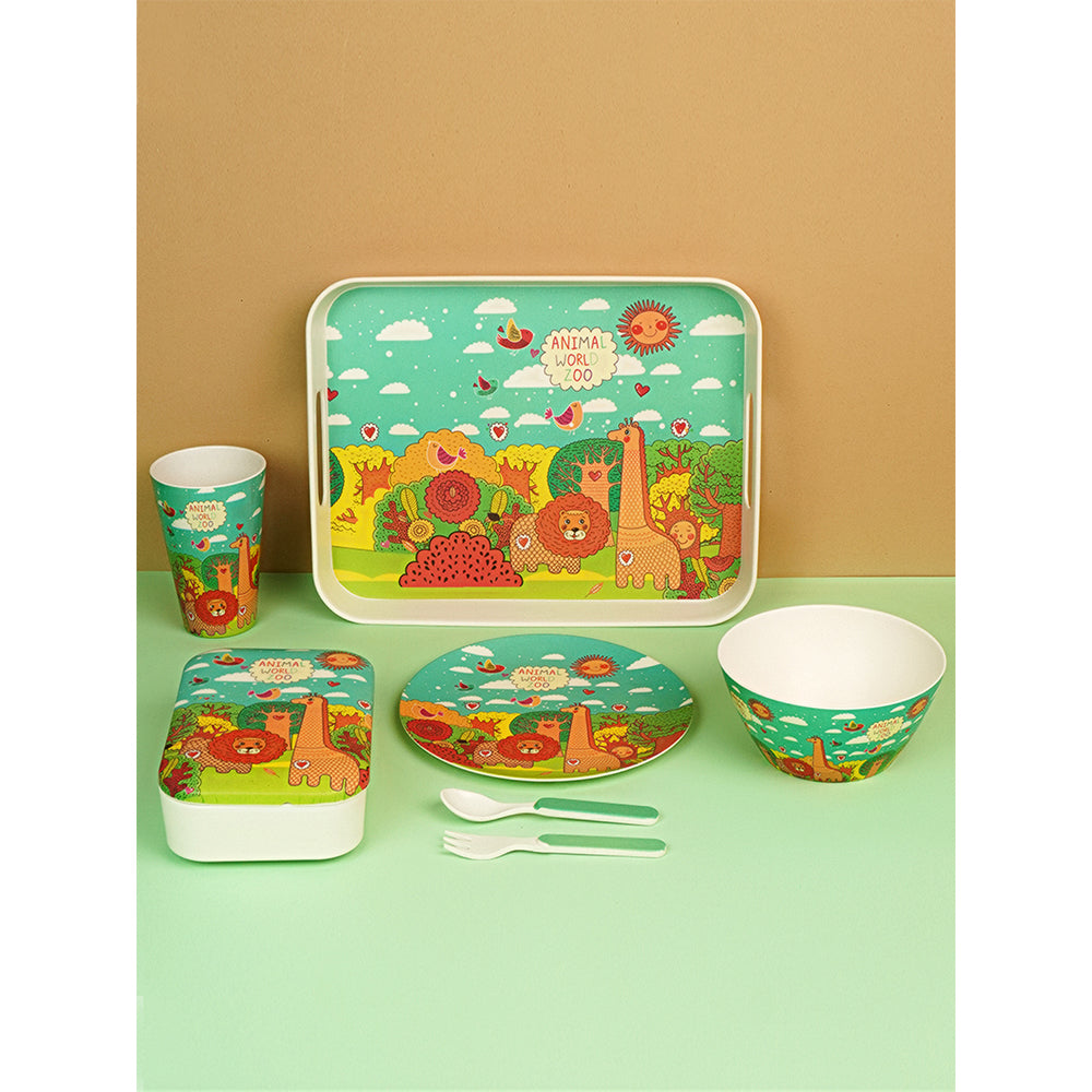 Jungle Theme 7 pcs Eco friendly Bamboo Fibre Garden/ Picnic/Home Meal set