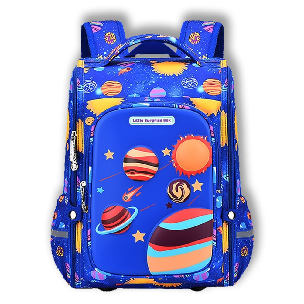 Blue 2d Pop Space Planets School Backpack for Kids,6yrs 10yrs
