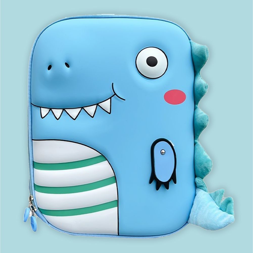 Mini Size Blue Smiling Dino Nursery and Early School Backpack for Pre Toddlers, 2years- 5years