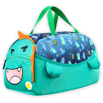 Green Happy Monster Theme Kids Duffle Bag for Classes and Travel, 5 yrs +