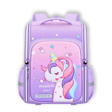 Shimmer Dotted Purple Unicorn School Backpack for Kids,5yrs - 8yrs