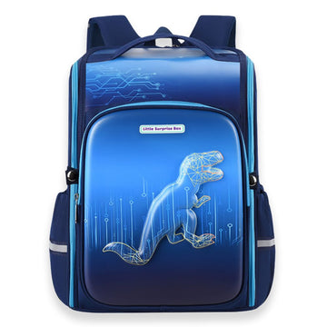 Shimmer Geometric Blue Dino School Backpack for Kids,6yrs - 10yrs