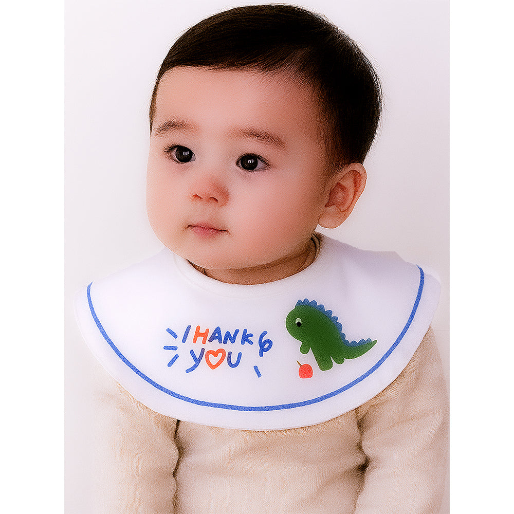 3PCS Set , Dino print premium adjustable button closure & wide shoulder size bibs