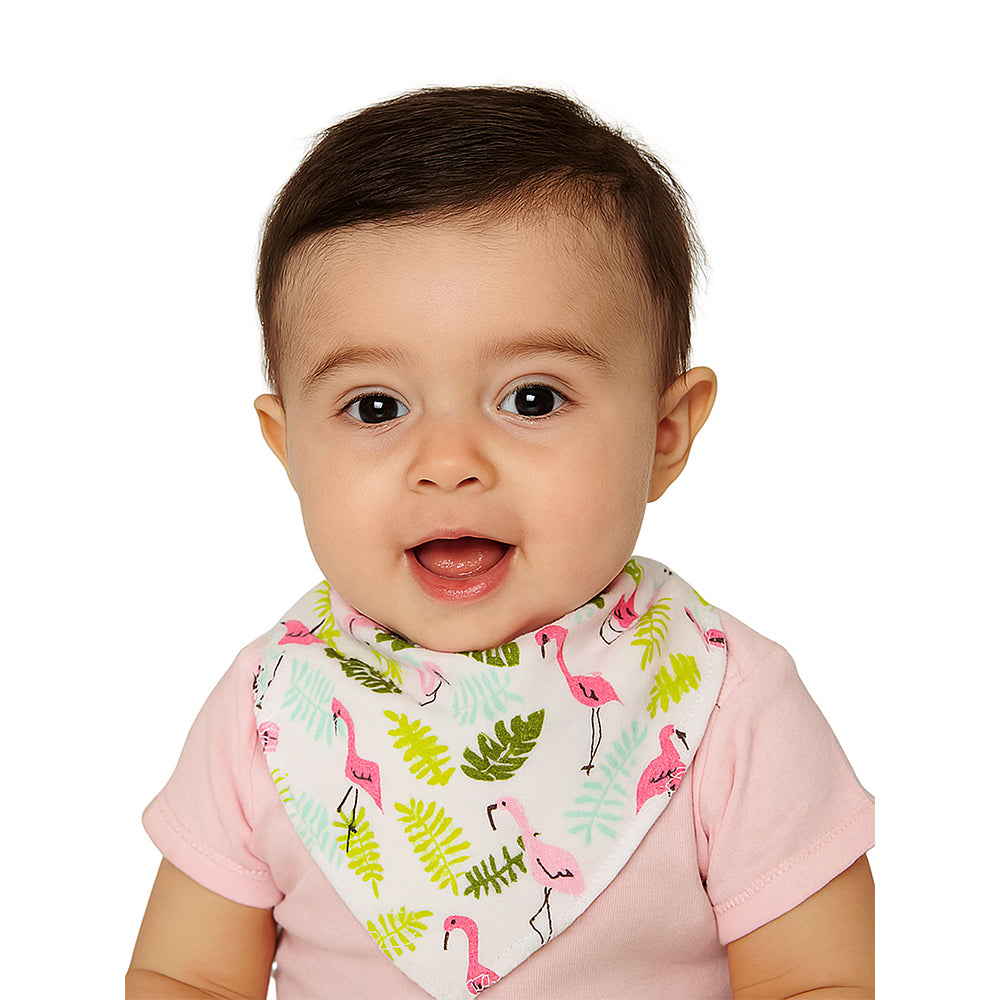 3PCS Set of Flamingo print premium adjustable snap button closure Bibs