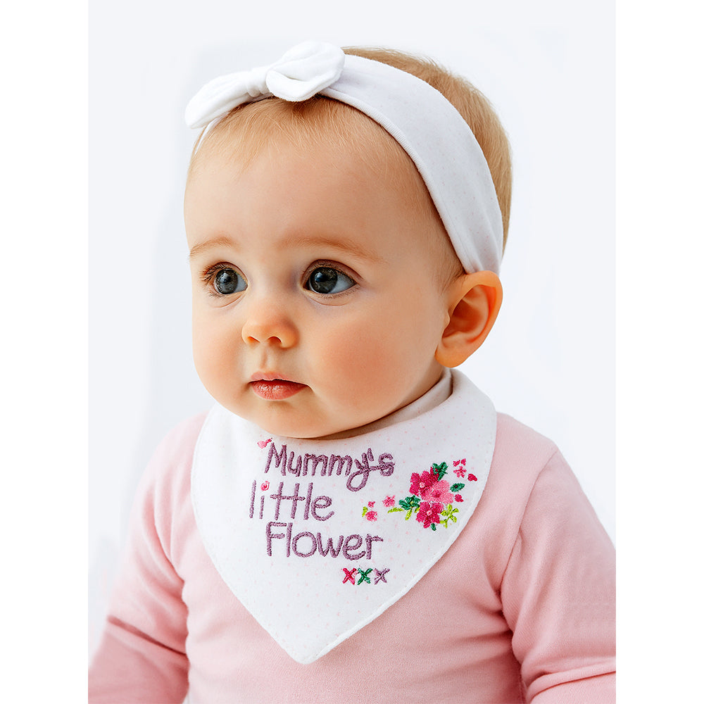 2PCS Set of Floral print premium adjustable snap button closure & Silicone Teether Flap Bibs