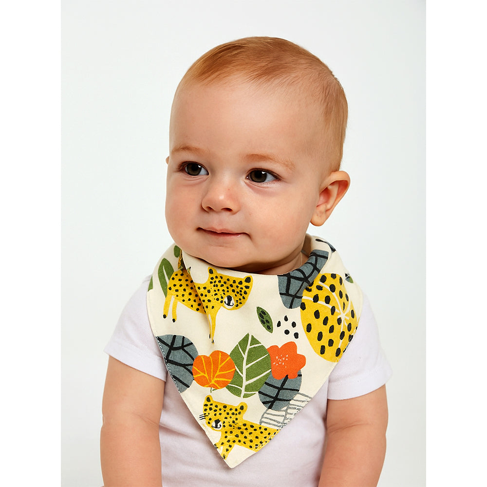 3PCS Set of Geometric Animals print premium adjustable snap button closure Bibs