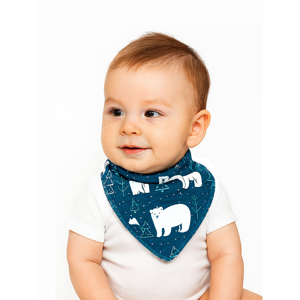 3PCS Set of Polar Bear print premium adjustable snap button closure Bibs