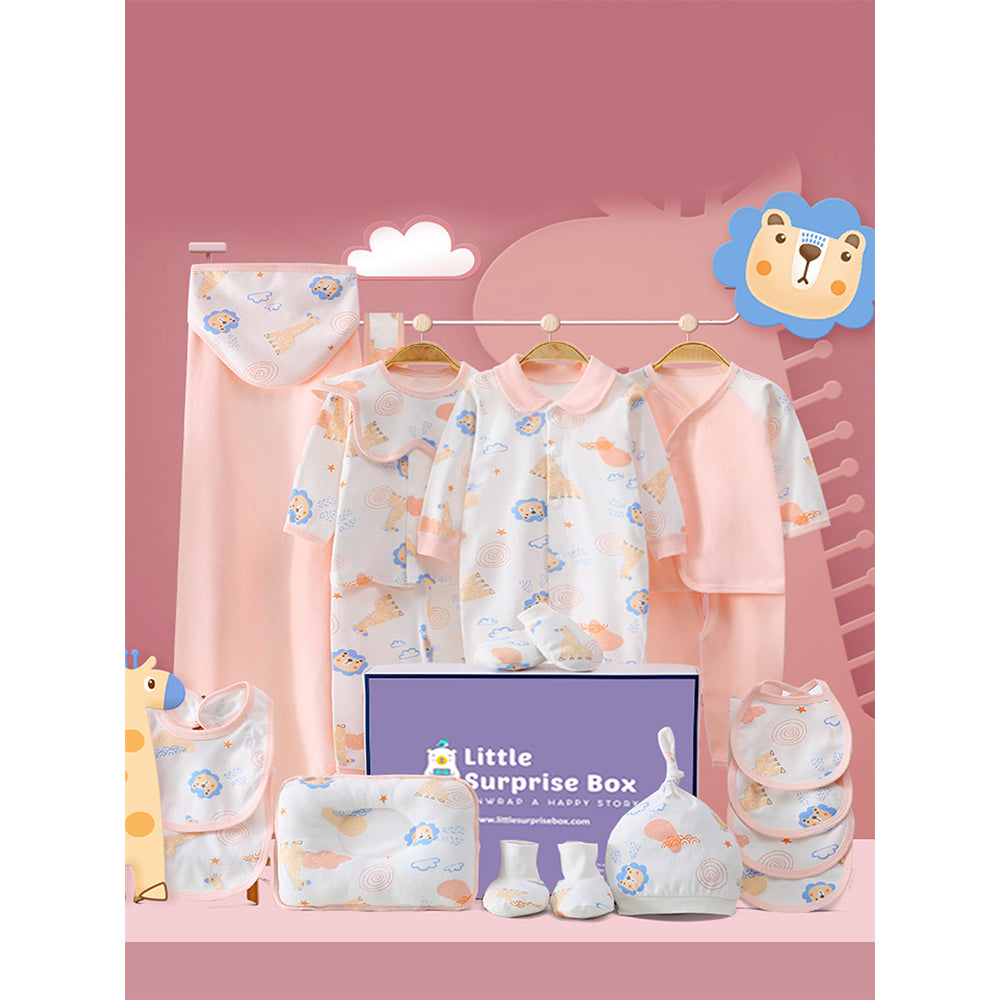 20 pcs Pink Animal Kingdom  Newborn Baby Girl/ Boy Gift Box , all season wear Hamper, (0 - 12 months)