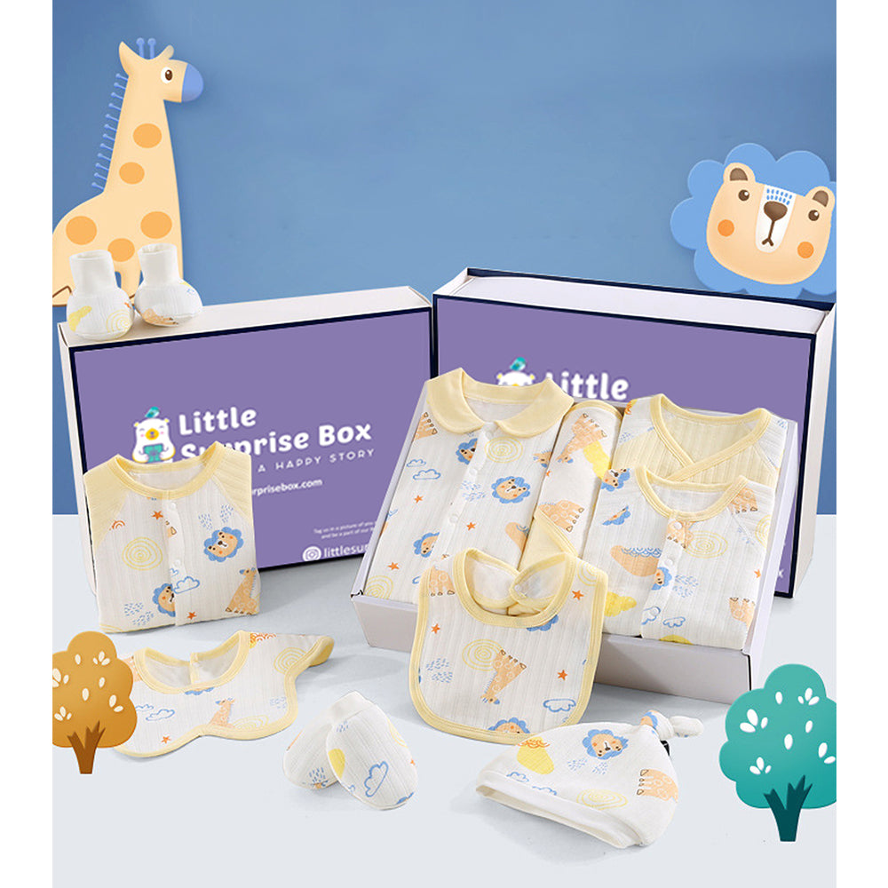 20 pcs Yellow Animal Kingdom Newborn Baby Girl/ Boy Gift Box , all season wear Hamper, (0 - 12 months)