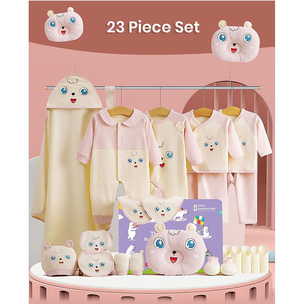 23pcs Pink & White Star Eye Newborn Baby Girl/Baby Boy Gift Hamper Set,0-12 months