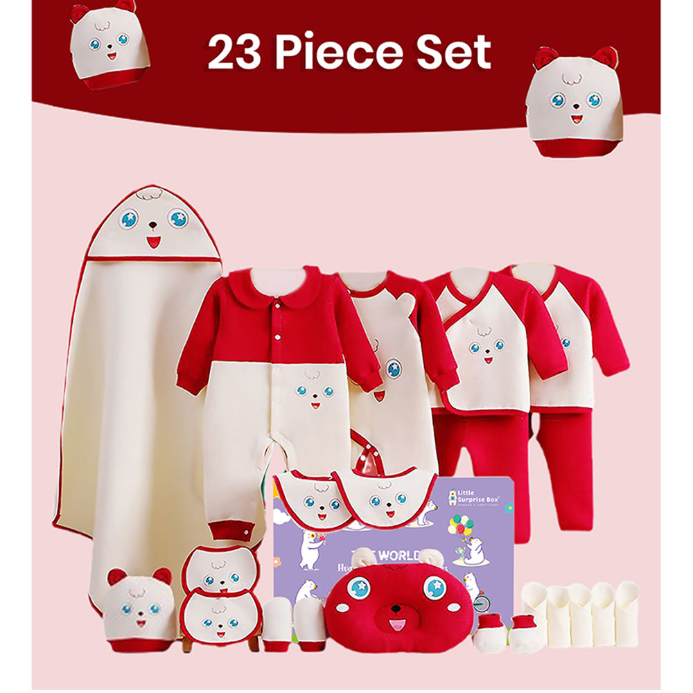 23pcs Red & White  Star Eye Newborn Baby Girl/Baby Boy Gift Hamper Set,0-12 months