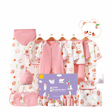 24 pcs Pink Lucky Ted Newborn Baby Girl/Baby Boy Gift Hamper Set,0-12 months