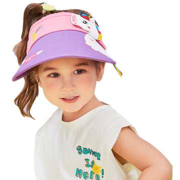 Cotton Purple Unicorn theme Visor Hat for Kids& Toddlers