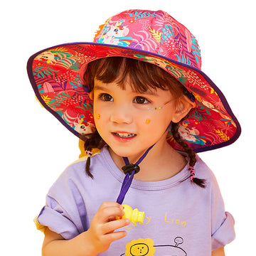 Pink Uni Wide Coverage Sun Hat for Kids& Toddlers with Adjustable Strap