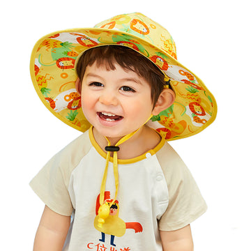 Yellow Lion Wide Coverage Sun Hat for Kids& Toddlers with Adjustable Strap