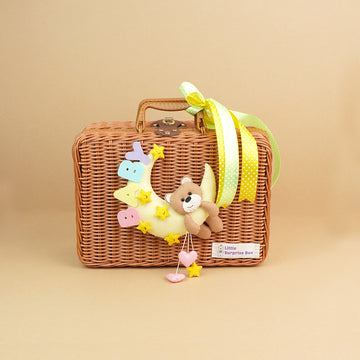 Bear on the Moon,Tan Cane Basket for Storage and Travel