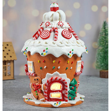 Festive Gingerbread House themed Tabletop Christmas Décor with Lights