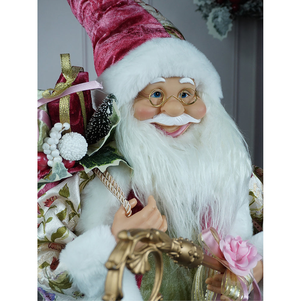 34 inches Pastel Pink & Mint Green Santa Claus, Self Standing Christmas Décor
