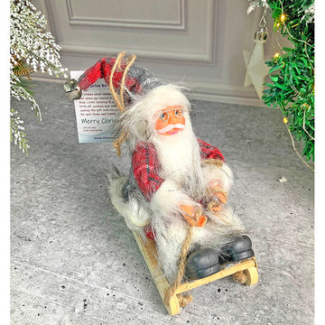 Grey Red Checks Sitting Sledge Santa Christmas Table Décor & Christmas ornaments