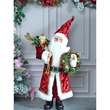 25 inches Red Velvet Robe Santa Claus, Self Standing Christmas Décor