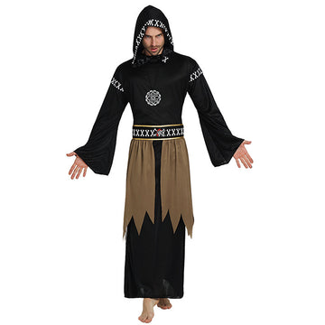 Spooky Black Robe Adult Halloween costume Fancy Dress Up