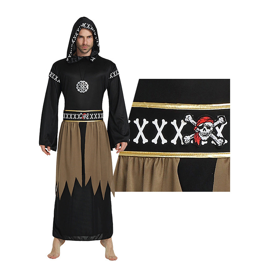 Spooky Black Robe Adult Halloween costume Fancy Dress Up