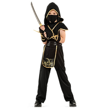 The Black & Gold Dragon Ninja, Kids Halloween Costume Fancy Dress Up