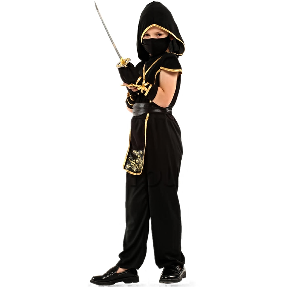 The Black & Gold Dragon Ninja, Kids Halloween Costume Fancy Dress Up
