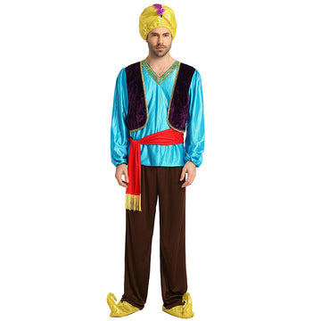 Aladdin Blue and Brown Adults Halloween Costume Fancy Dress Up
