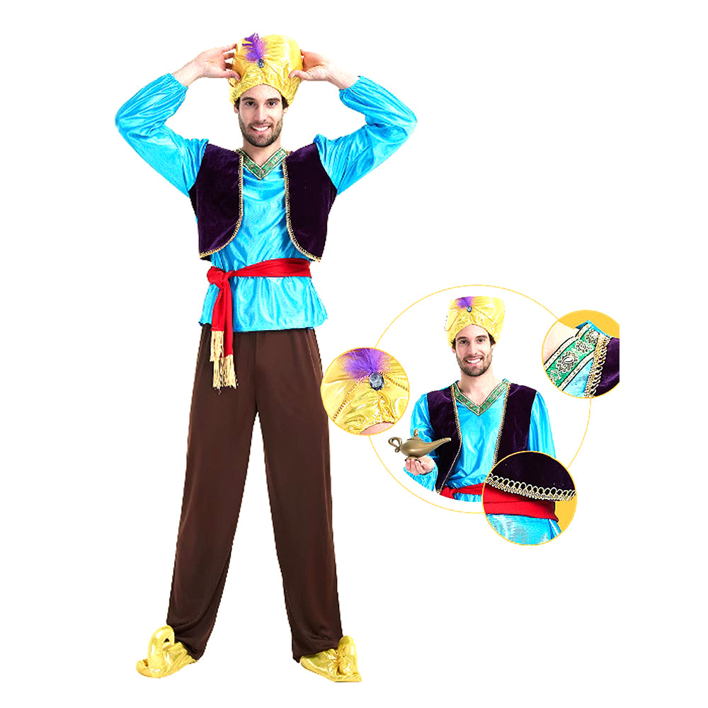 Aladdin Blue and Brown Adults Halloween Costume Fancy Dress Up