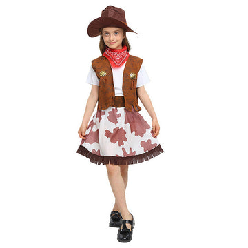 Brown Patch Cowgirl , Kids Halloween Costume Fancy Dress Up