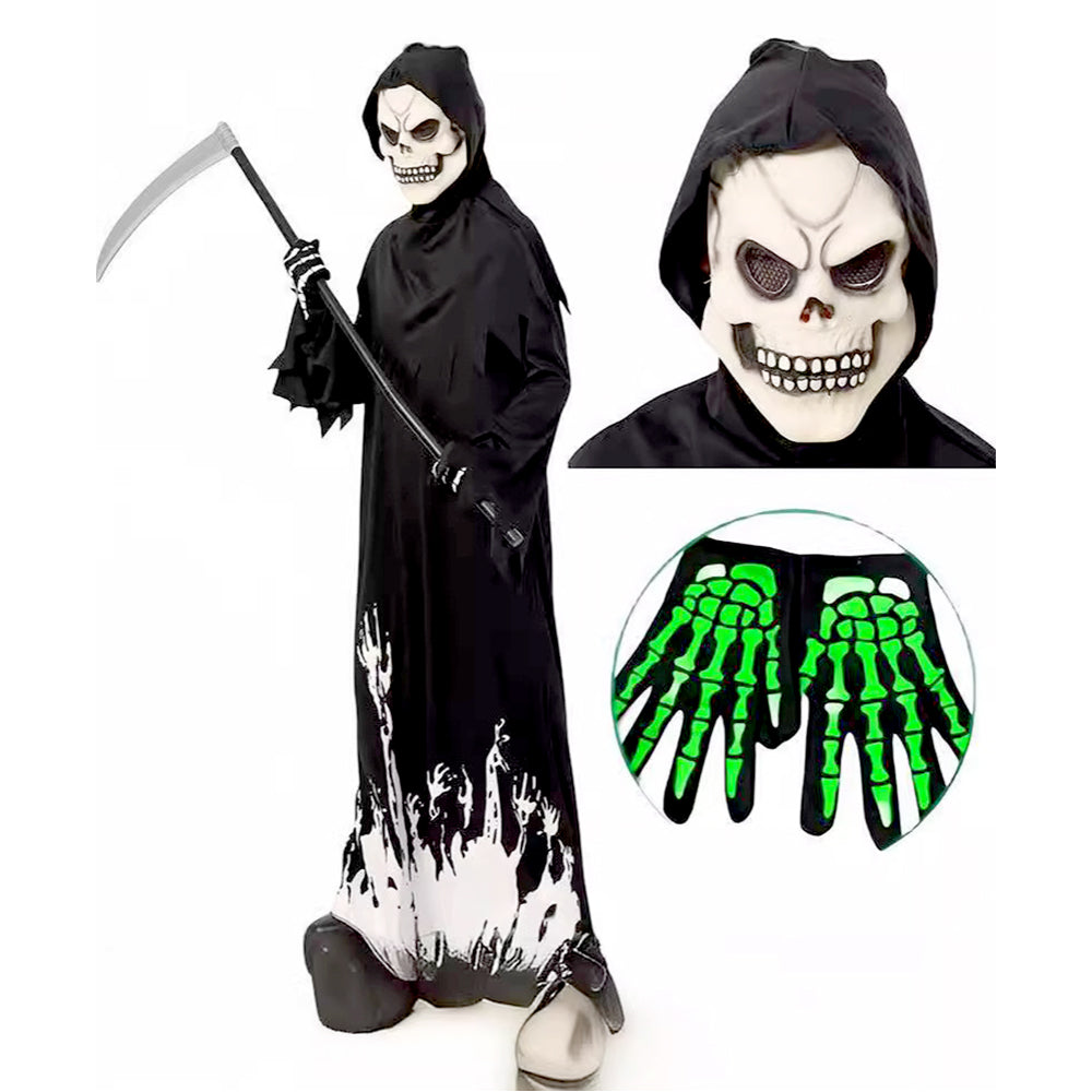 Glow in Dark Spooky Skeleton ,Kids Halloween Costume Fancy Dress Up