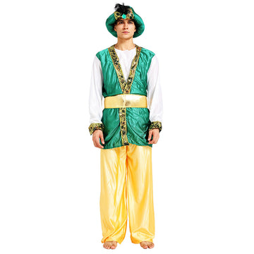 Aladdin Gold and Green Adults Halloween Costume Fancy Dress Up