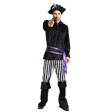 Purple & Black Pirate Adult Halloween Costume Fancy Dress Up
