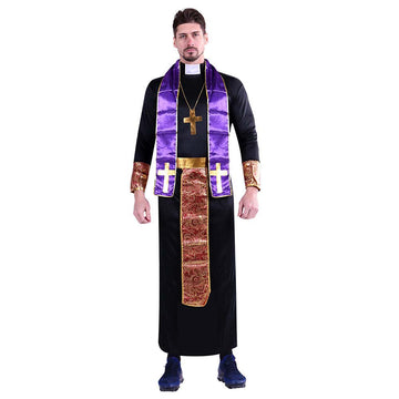 The Priest , Purple & Black Adults Halloween Costume Fancy Dress Up