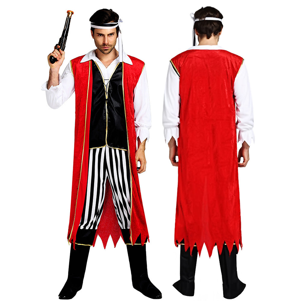Red Coat Pirate Adult Halloween Costume Fancy Dress Up