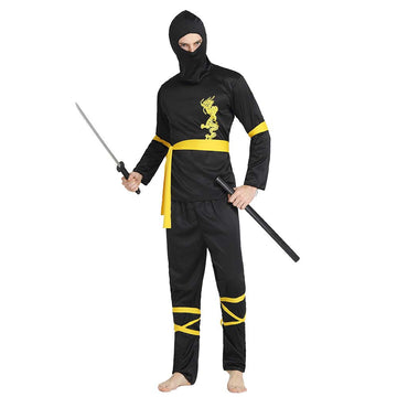 Yellow Dragon Ninja Adults Halloween Costume Fancy Dress Up