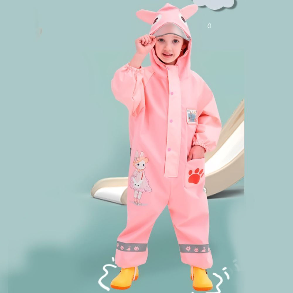 Pink Rabbit Baby,Full Jumpsuit Style Raincoat for Toddlers and Kids