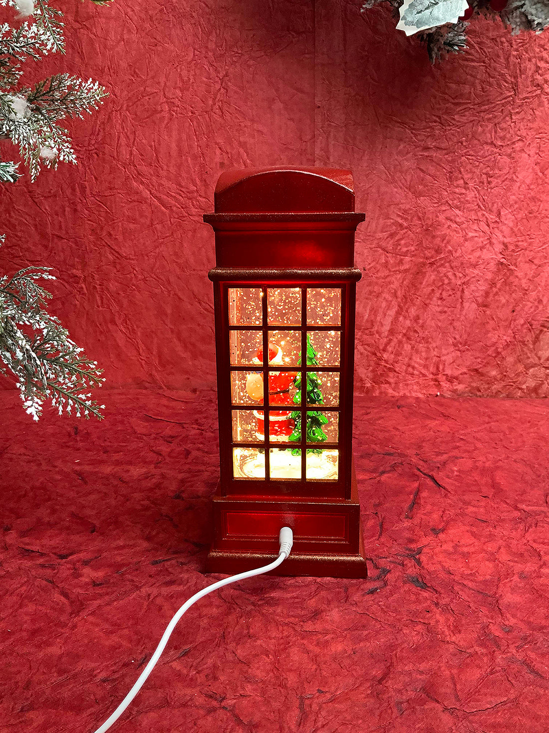 London booth Santa with Tree Musical Glitter Light Water Magical Christmas Snow Globe