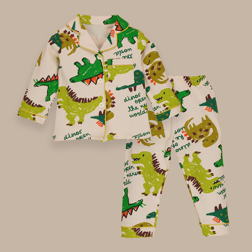 Chalk paint Dino  soft Cotton Kids Nightsuit